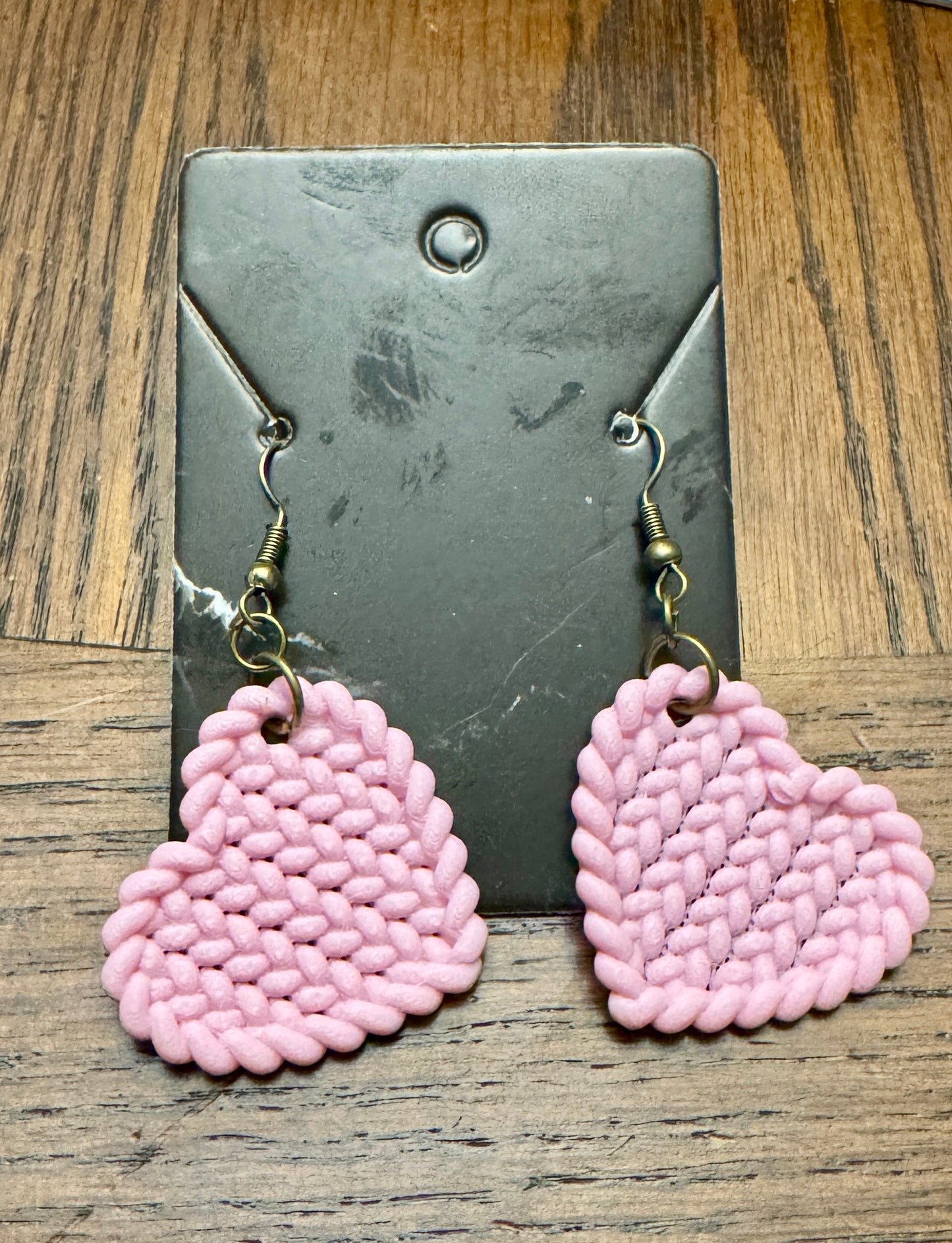 3D “Knit” Heart Earrings