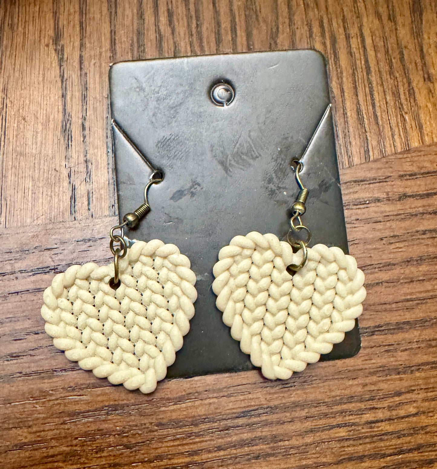 3D “Knit” Heart Earrings