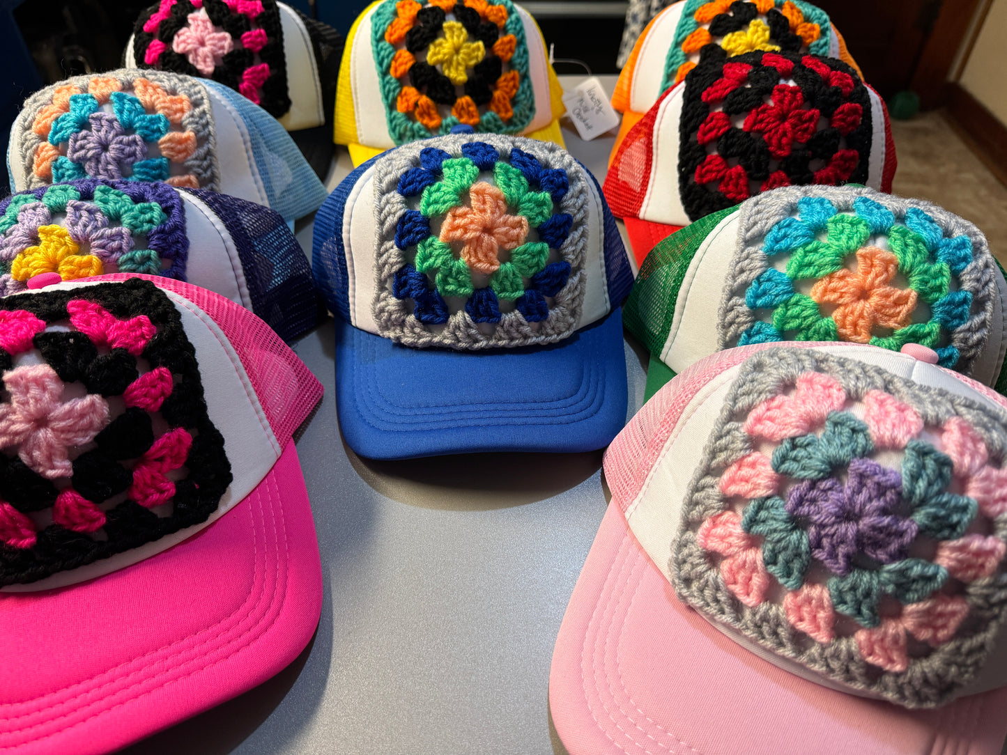 Granny Square Trucker Hat