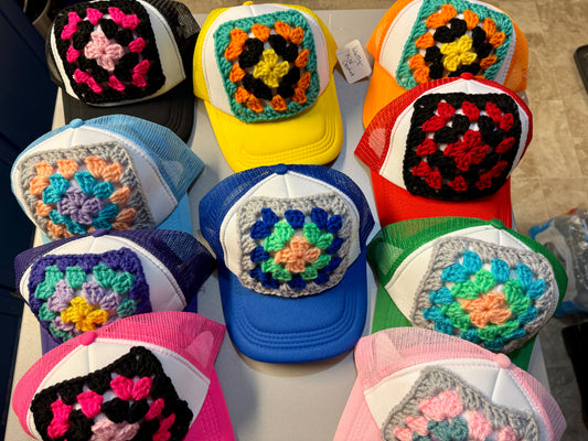 Granny Square Trucker Hat